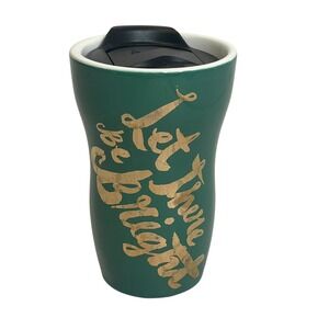 Starbucks 2014 Christmas Ceramic‎ Tumbler Holiday Mug Red White Gold 12oz